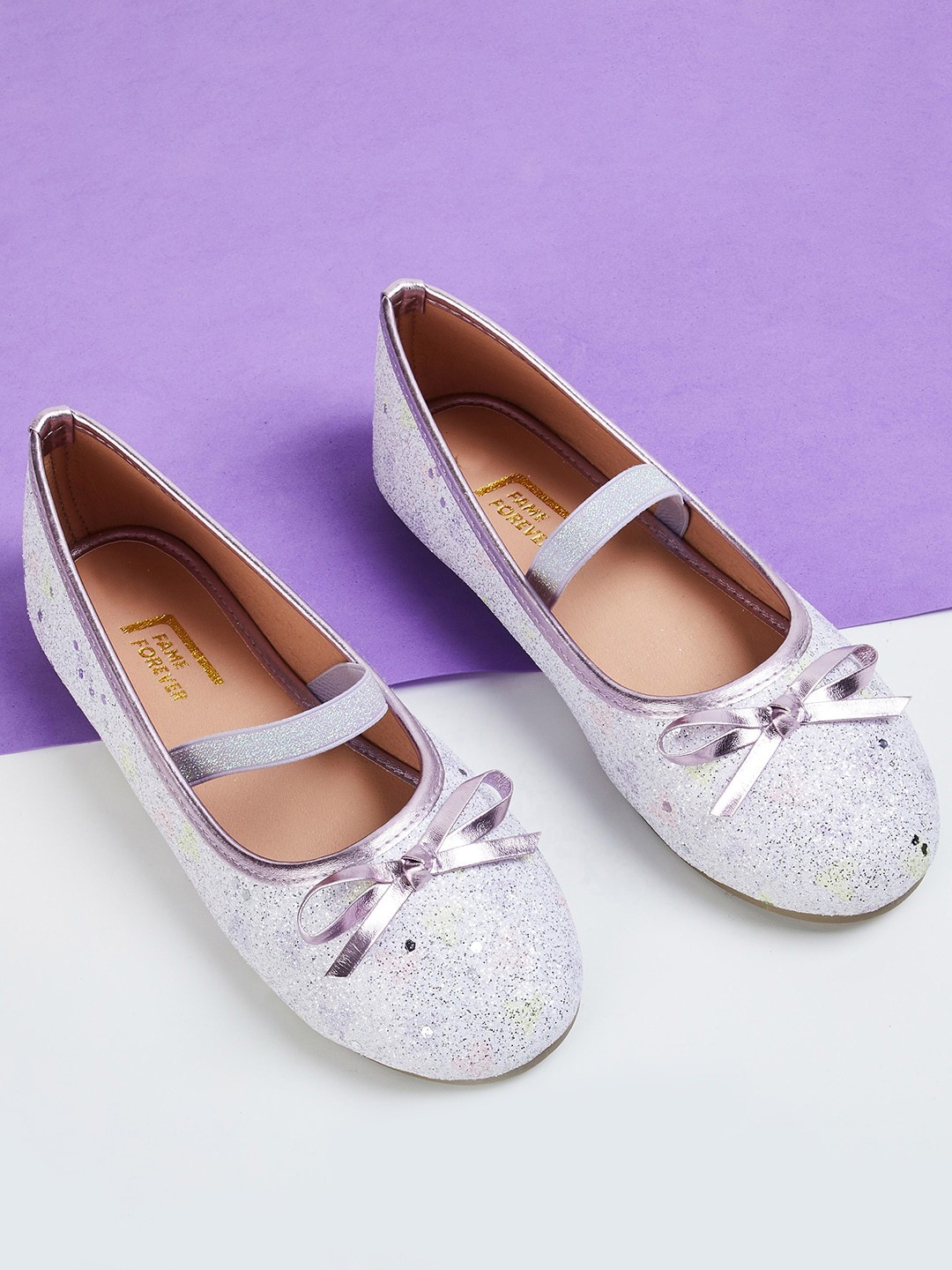 

Fame Forever by Lifestyle Girls Embellished Party Ballerinas With Bows, Purple
