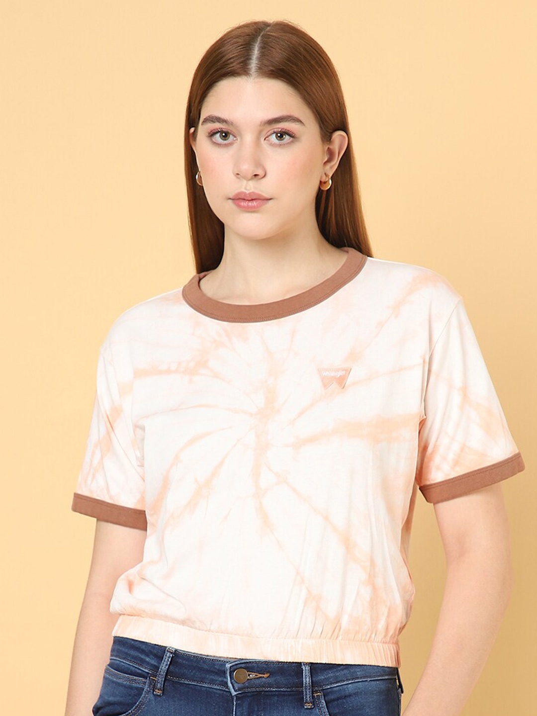 

Wrangler Tie and Dye Oversized Cotton T-shirt, Peach