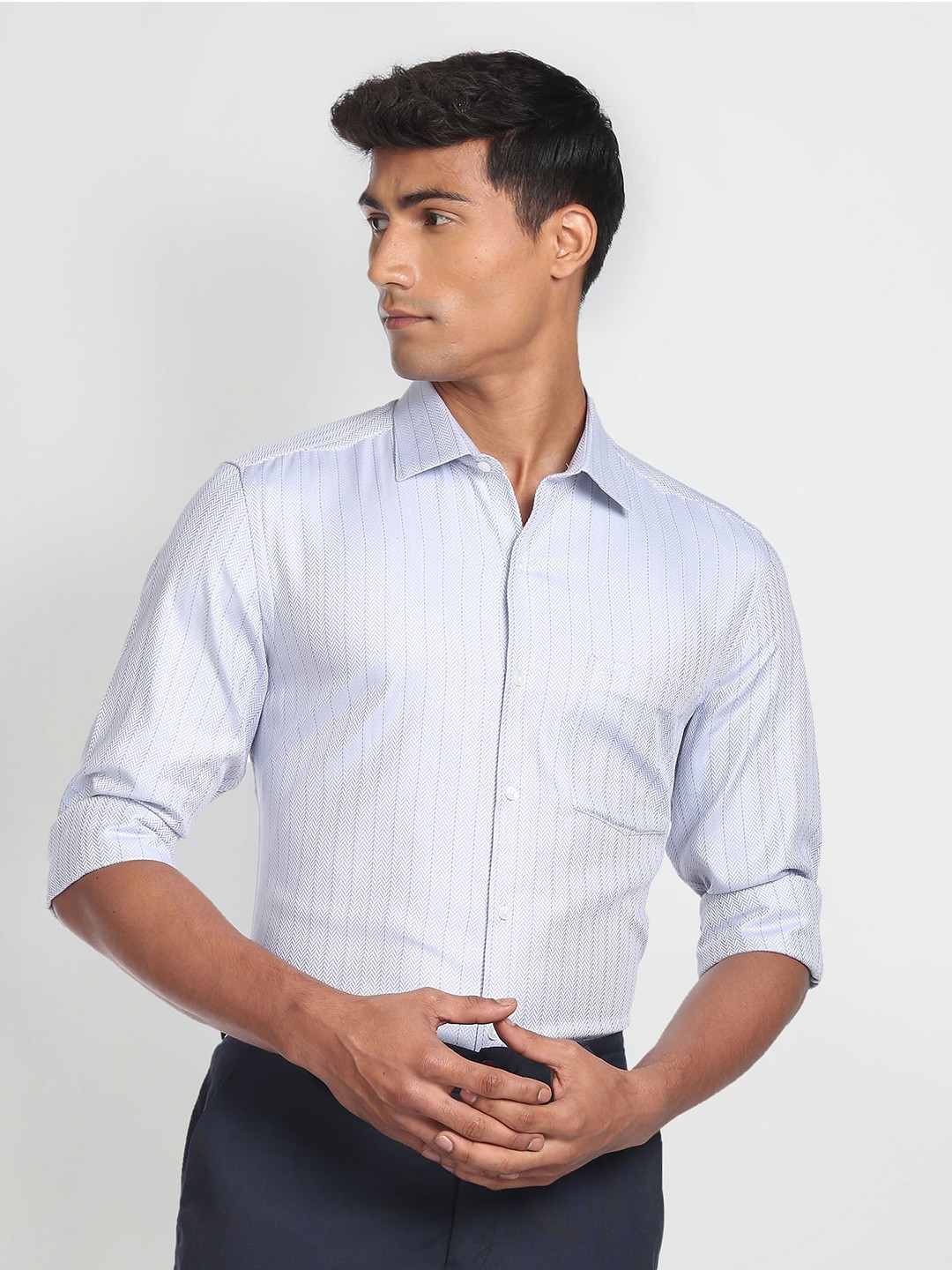 

Arrow Men Striped Cotton Comfort Formal Shirt, Grey
