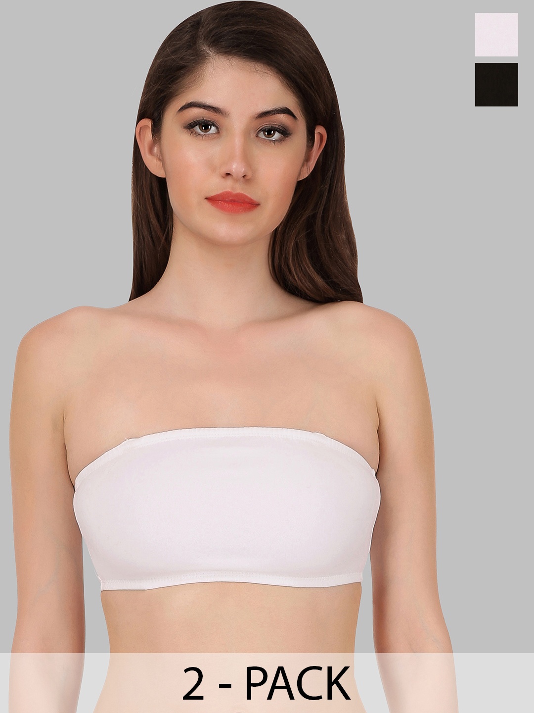 

SELFCARE Pack of 2 Soft Cotton Sinker Strapless Bandeau Bras, White