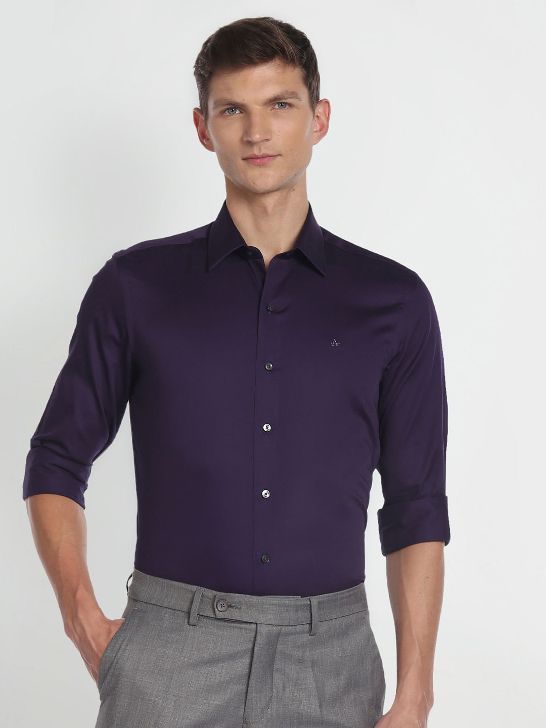 

Arrow New York Slim Fit Opaque Pure Cotton Formal Shirt, Purple