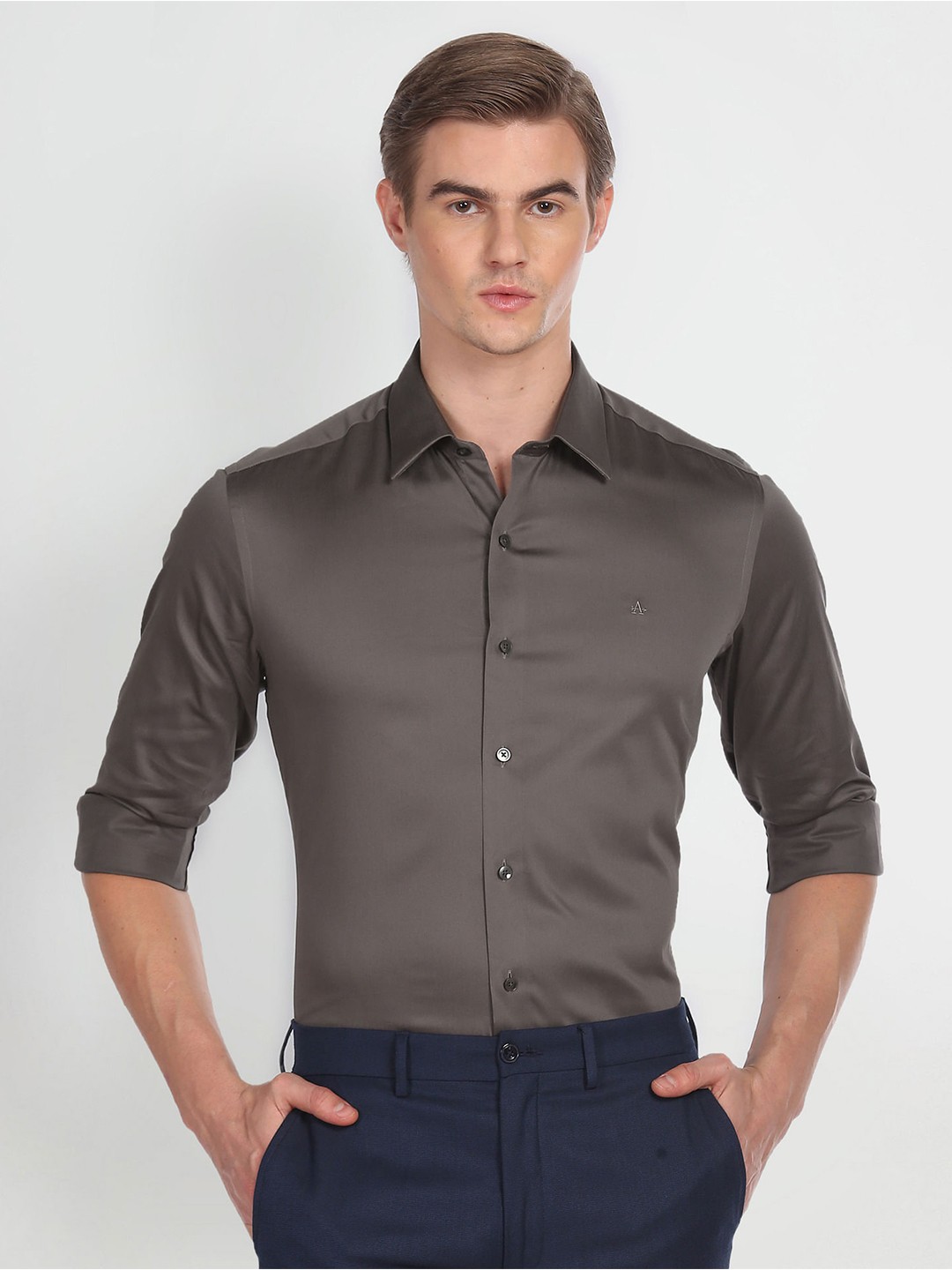 

Arrow New York Slim Fit Opaque Formal Shirt, Brown