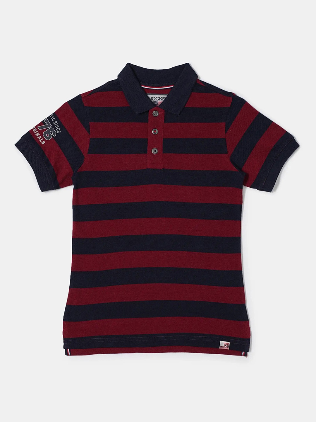 

Jockey Boys Super Combed Cotton Rich Striped Modern Fit Polo Tshirt - UB16, Blue
