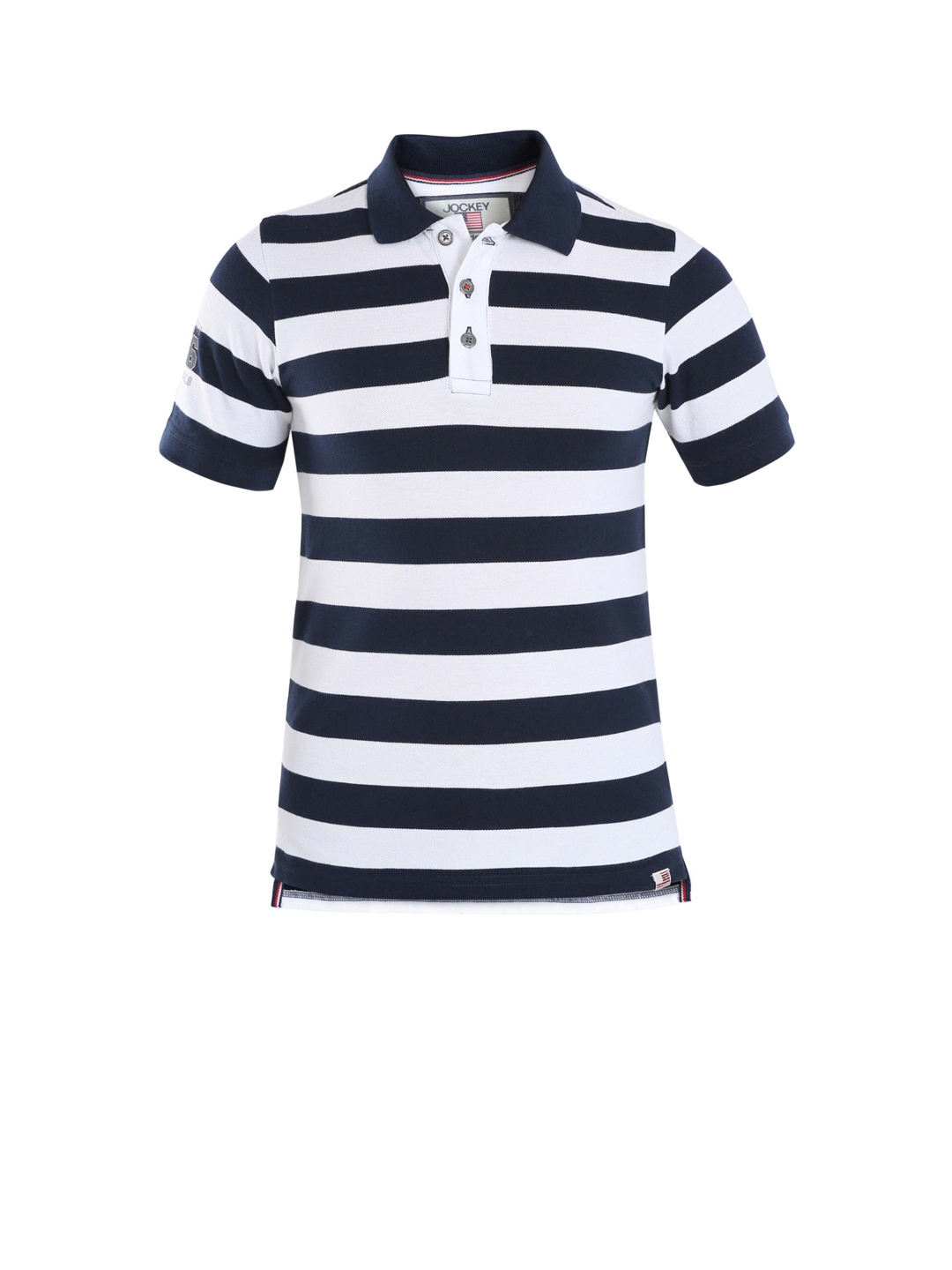 

Jockey Boys Navy & White Striped Polo T-shirt, Navy blue