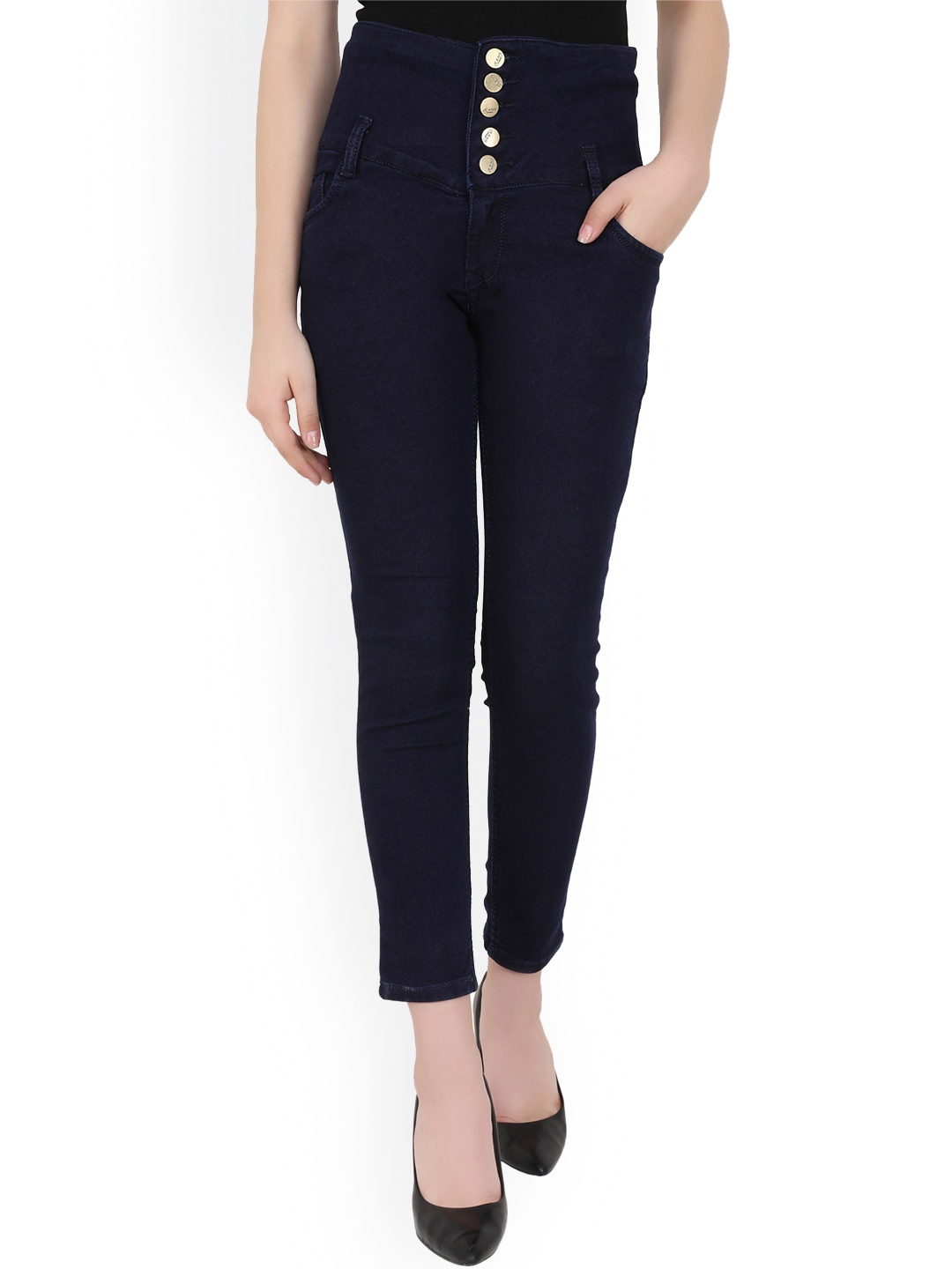 

MM-21 Women Skinny Fit High-Rise Clean Look Stretchable Jeans, Navy blue