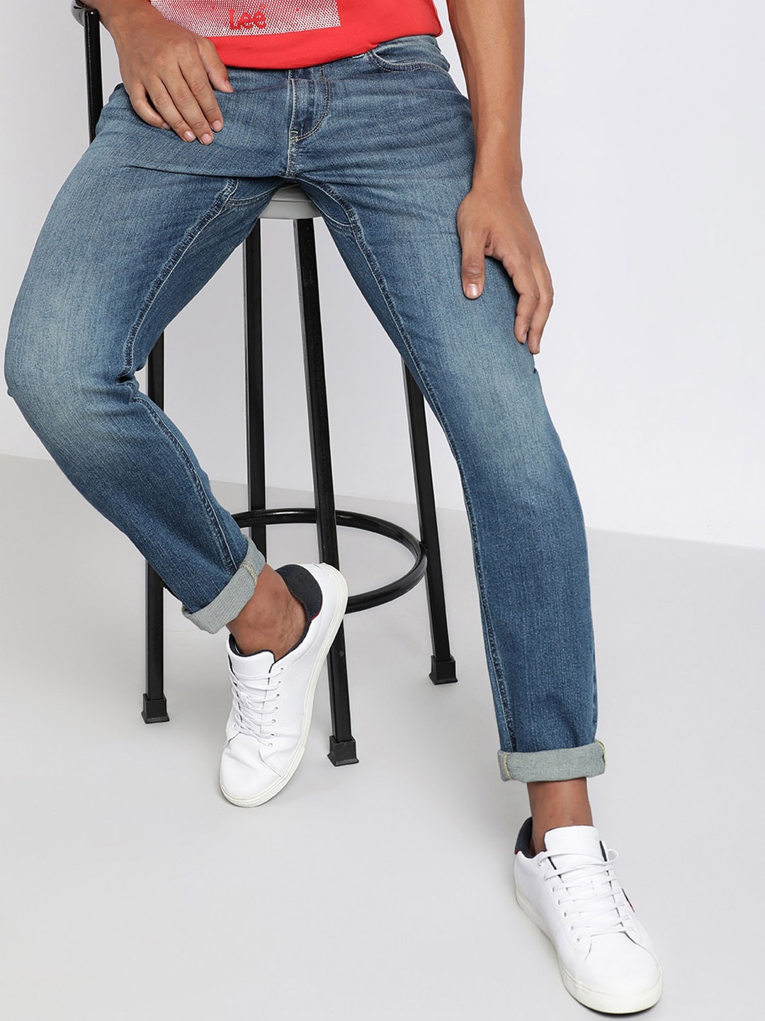 

Lee Men Bruce Skinny Fit Clean Look Light Fade Stretchable Jeans, Blue