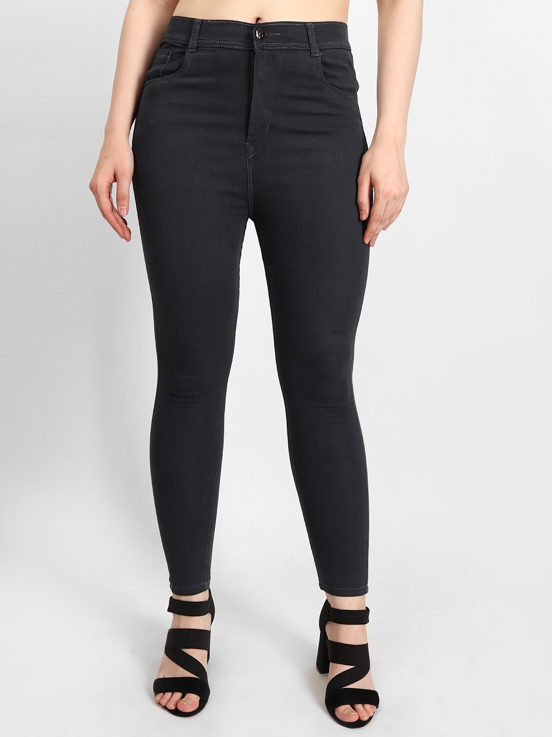 

TYFFYN Women Jean Slim Fit Clean Look High-Rise Jeans, Grey
