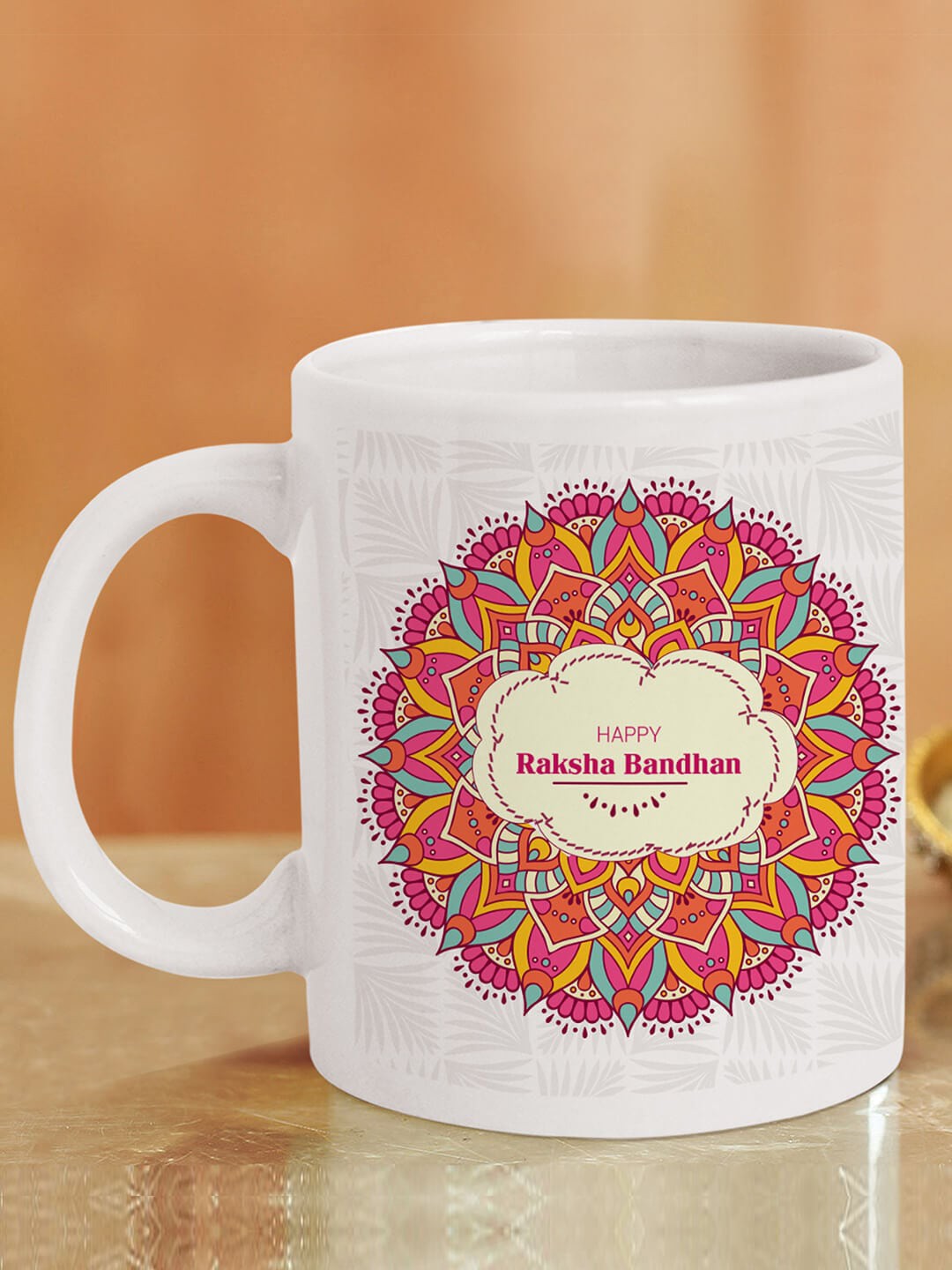 

TIED RIBBONS Unisex Om Rakhi With Coffee Mug Card and Roli Chawal, White