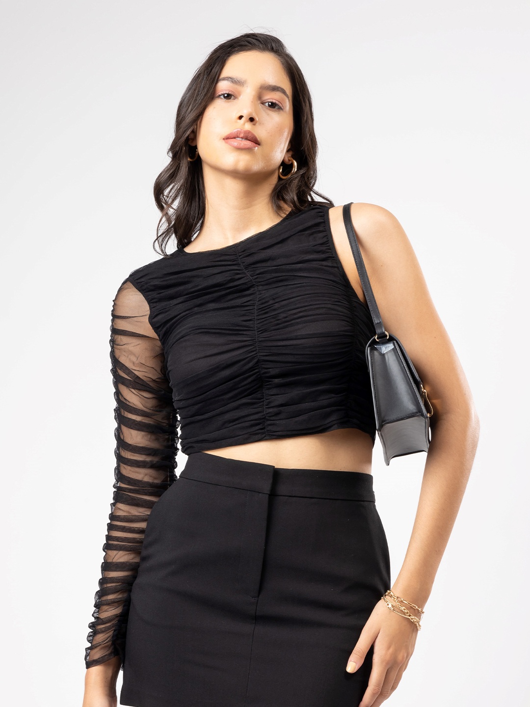 

H&M Asymmetric Mesh Top, Black