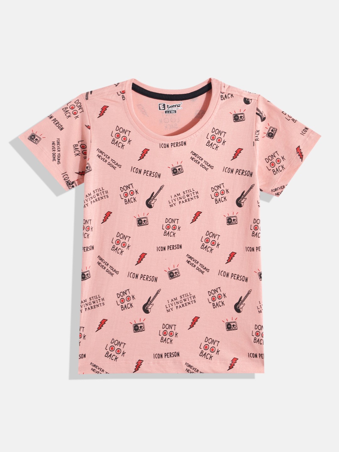 

Eteenz Boys Typography & Conversational Printed Premium Cotton T-shirt, Peach