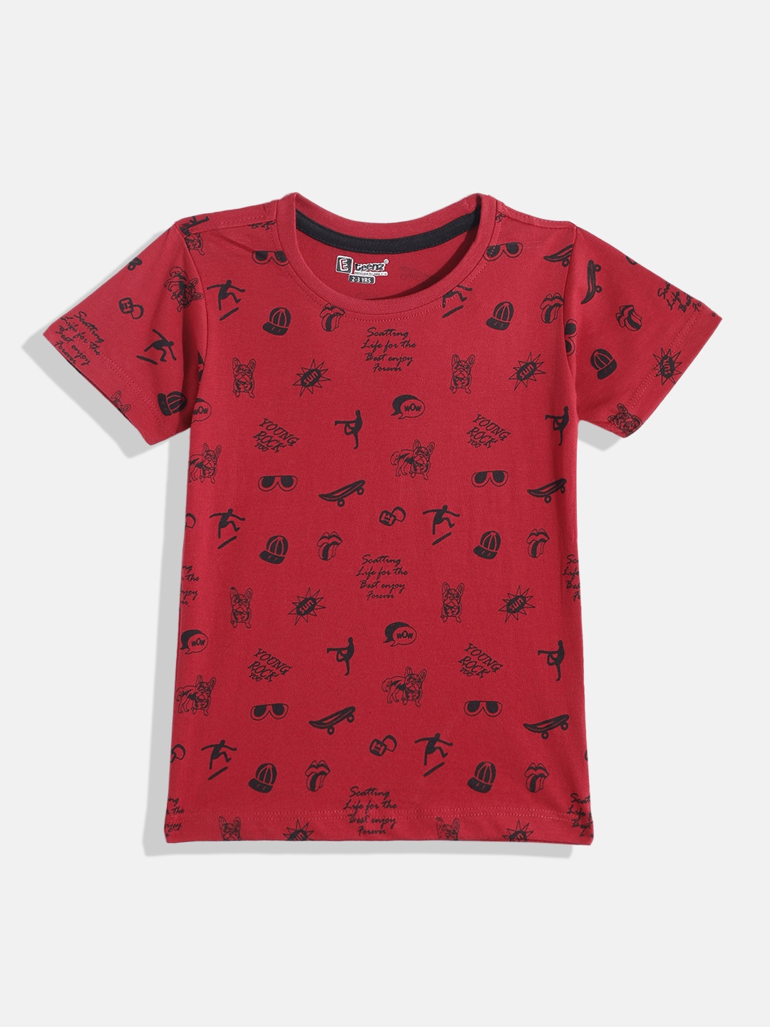 

Eteenz Boys Conversational & Typography Printed Premium Cotton T-shirt, Red