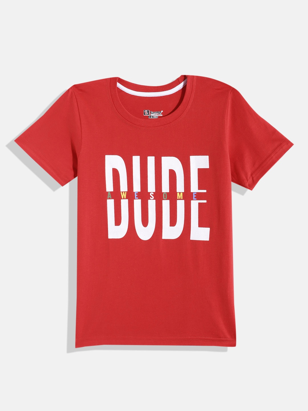 

Eteenz Boys Printed Premium Cotton T-shirt, Red