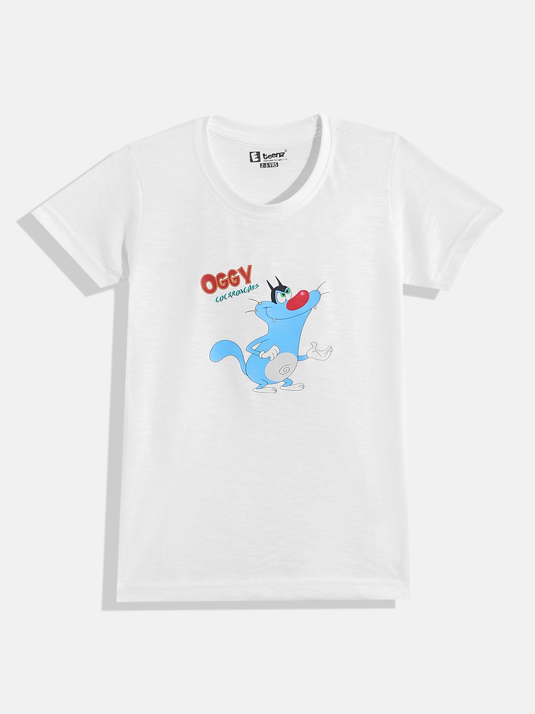 

Eteenz Boys Oggy & The Cockroaches Printed Premium Cotton T-shirt, White