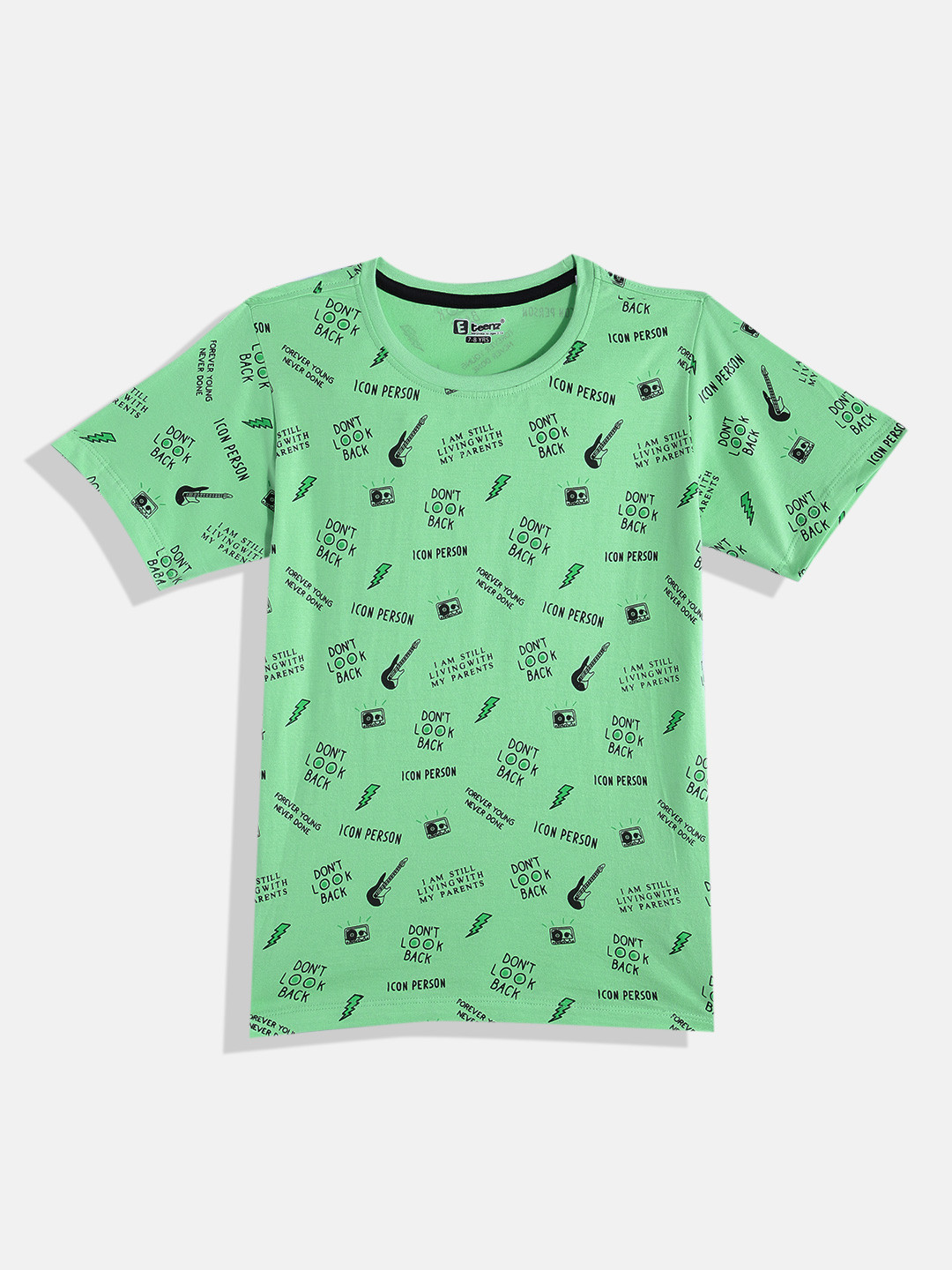 

Eteenz Boys Premium Cotton Typography Printed T-shirt, Green