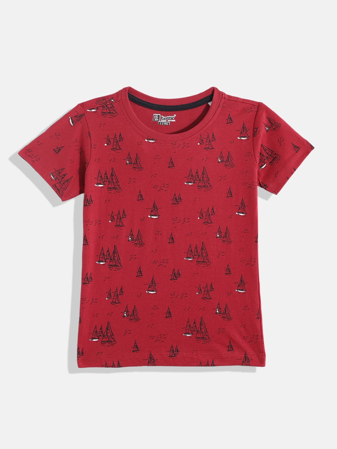 

Eteenz Boys Nautical Printed Premium Cotton T-shirt, Red