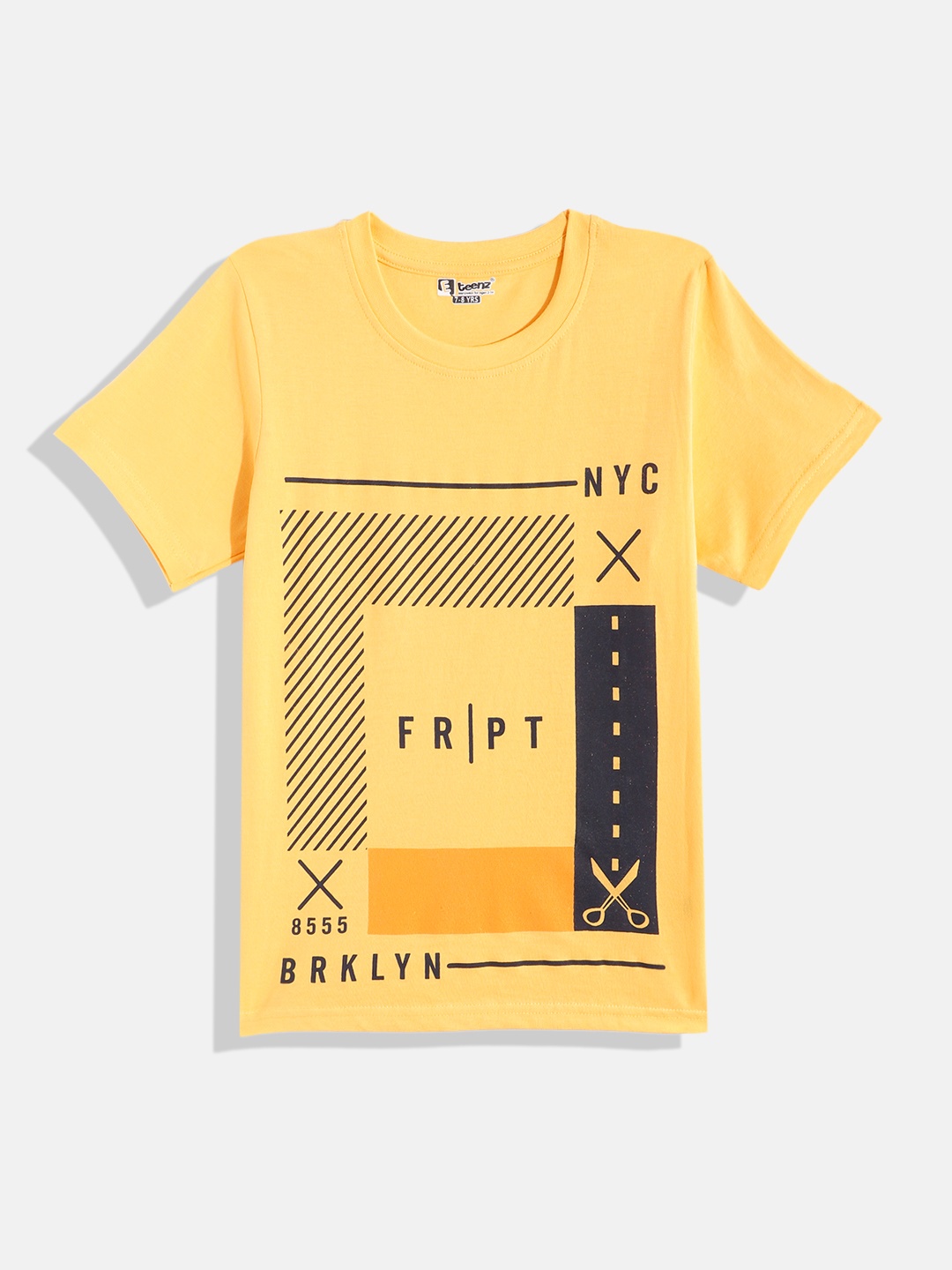 

Eteenz Boys Printed Premium Cotton T-shirt, Yellow