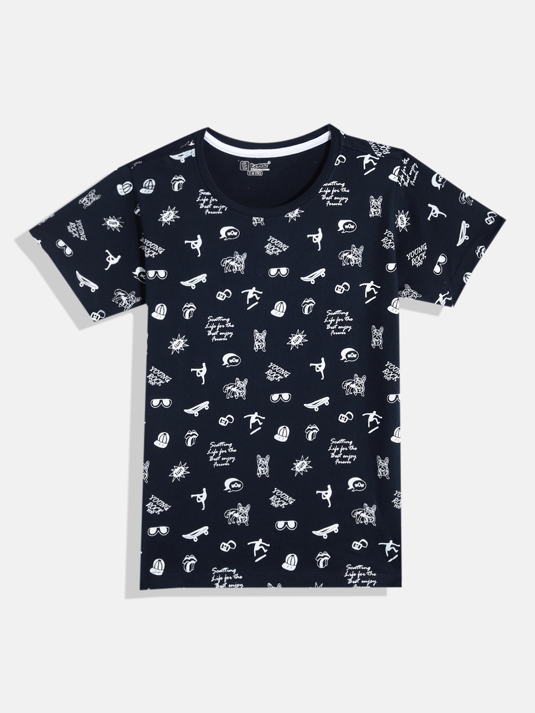 

Eteenz Boys Premium Cotton Graphic Printed T-shirt, Navy blue