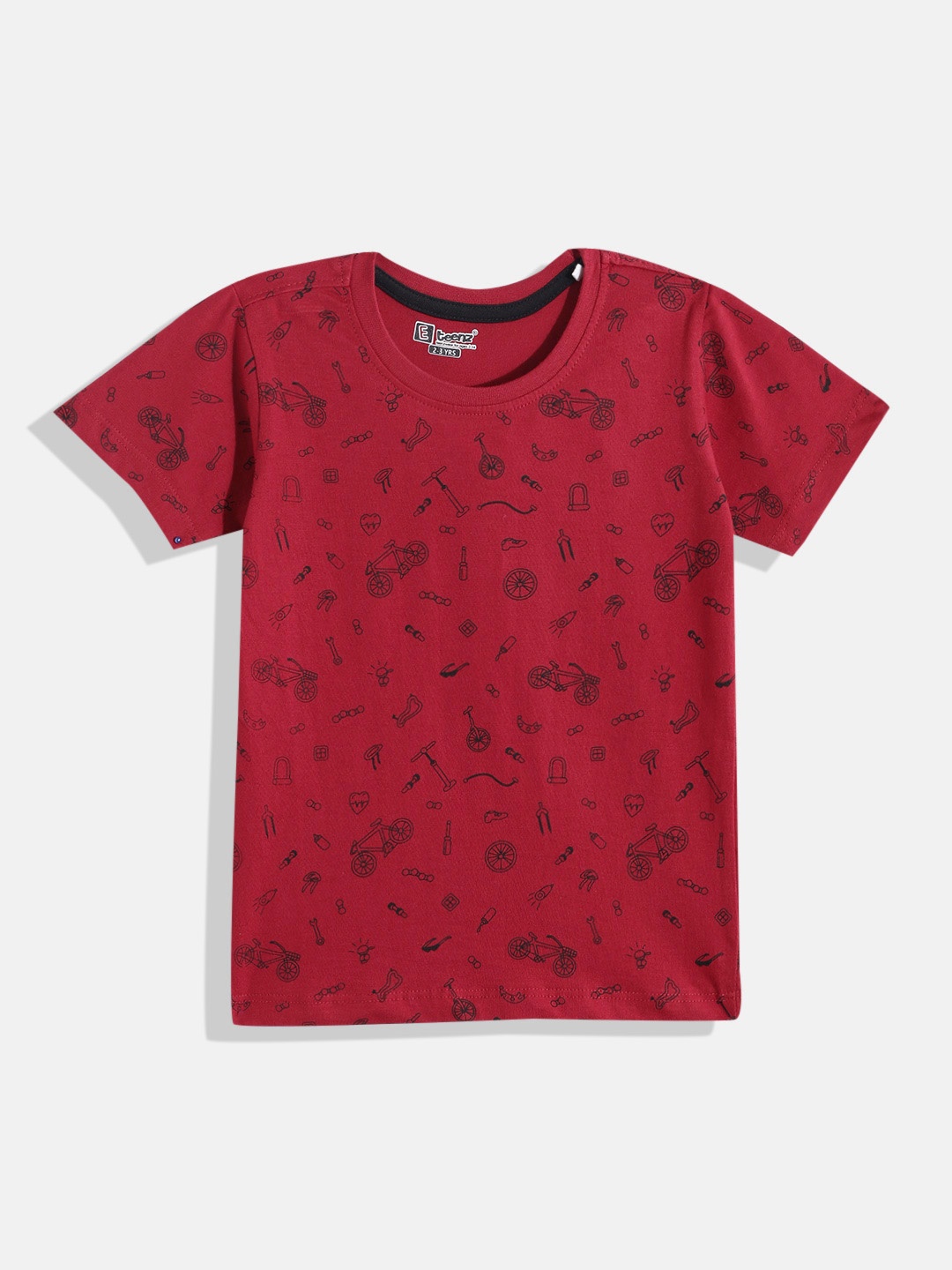 

Eteenz Boys Conversational Printed Premium Cotton T-shirt, Red