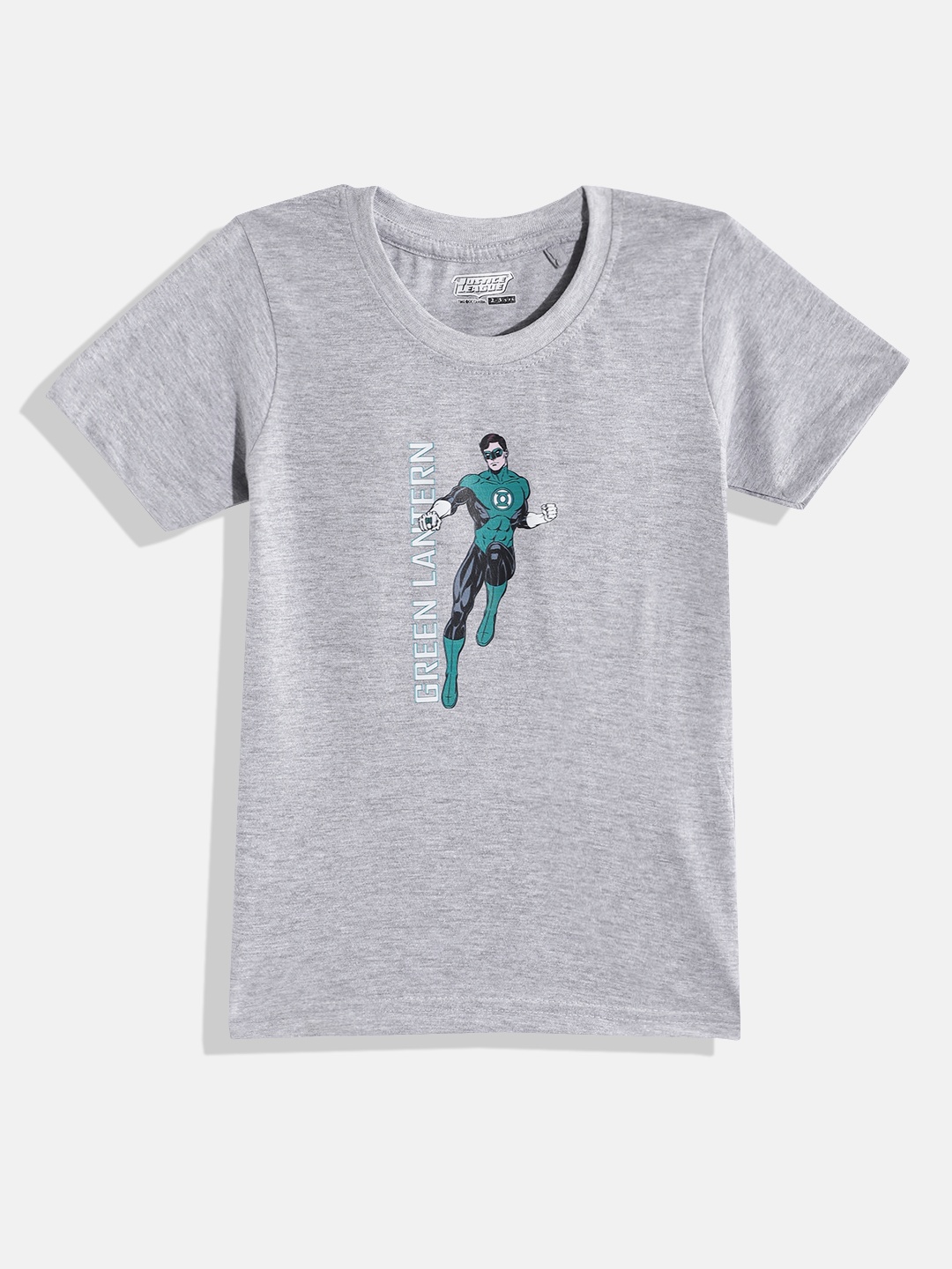 

Eteenz Boys Premium Cotton Green Lantern Printed T-shirt, Grey