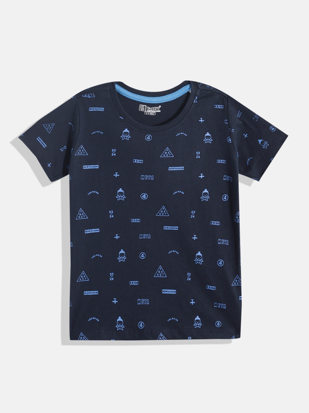 

Eteenz Boys Premium Cotton Typography & Graphic Printed T-shirt, Blue