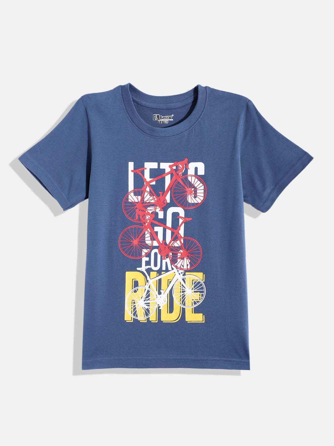 

Eteenz Boys Printed Premium Cotton T-shirt, Blue