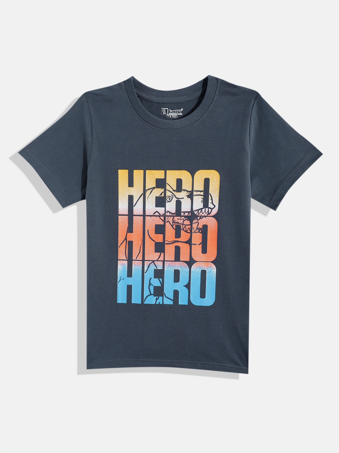 

Eteenz Boys Printed Premium Cotton T-shirt, Charcoal