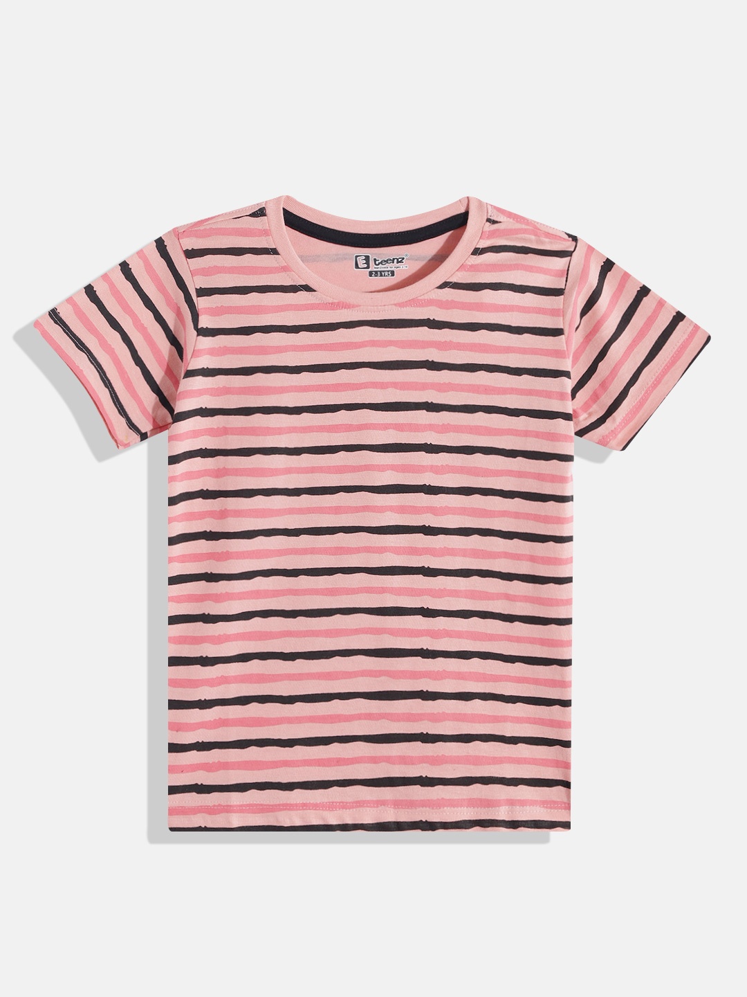

Eteenz Boys Premium Cotton Striped Printed T-shirt, Pink