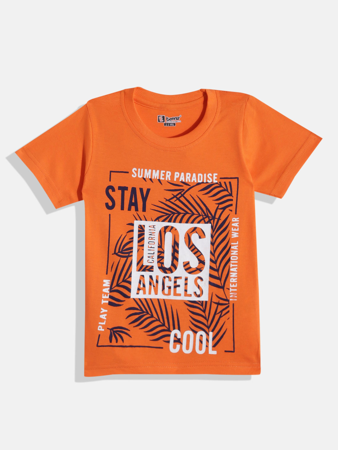 

Eteenz Boys Printed Premium Cotton T-shirt, Orange
