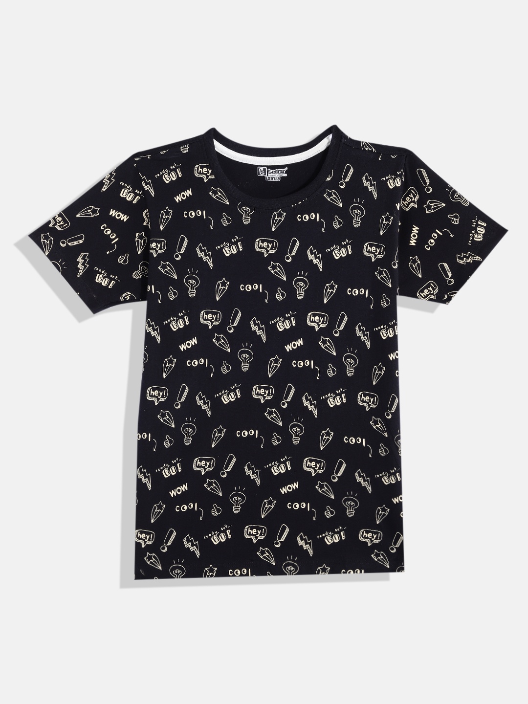 

Eteenz Boys Premium Cotton Graphic Printed T-shirt, Black