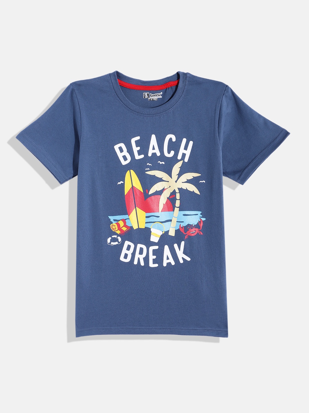 

Eteenz Boys Printed Premium Cotton T-shirt, Navy blue