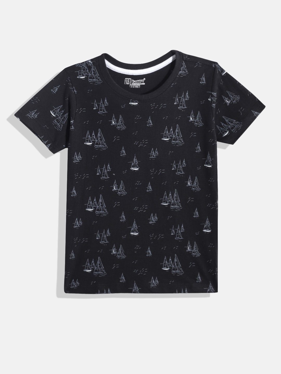 

Eteenz Boys Premium Cotton Nautical Printed T-shirt, Black