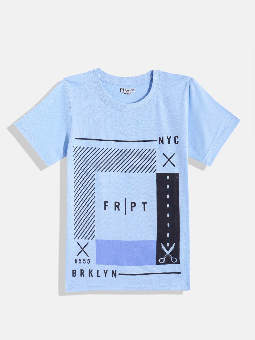 

Eteenz Boys Printed Premium Cotton T-shirt, Blue