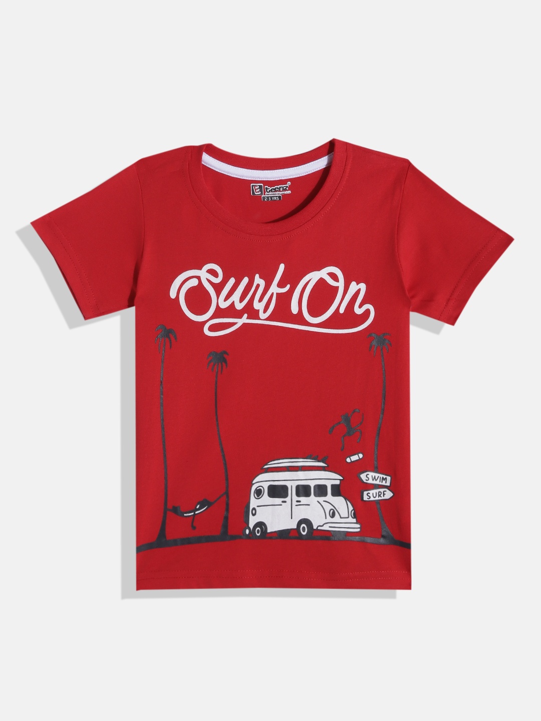 

Eteenz Boys Printed Premium Cotton T-shirt, Red