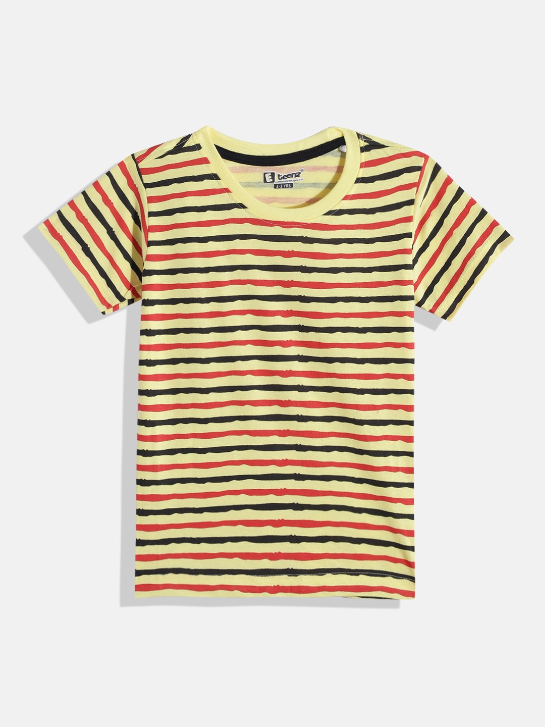 

Eteenz Boys Striped Premium Cotton T-shirt, Yellow