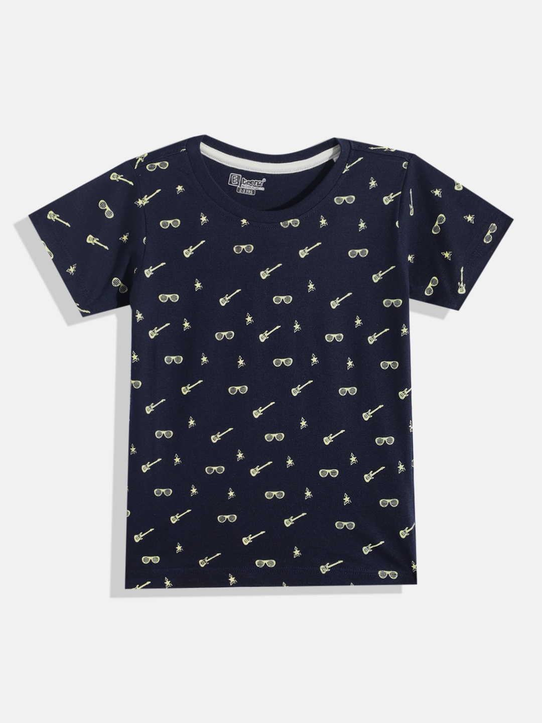 

Eteenz Boys Printed Premium Cotton T-shirt, Navy blue