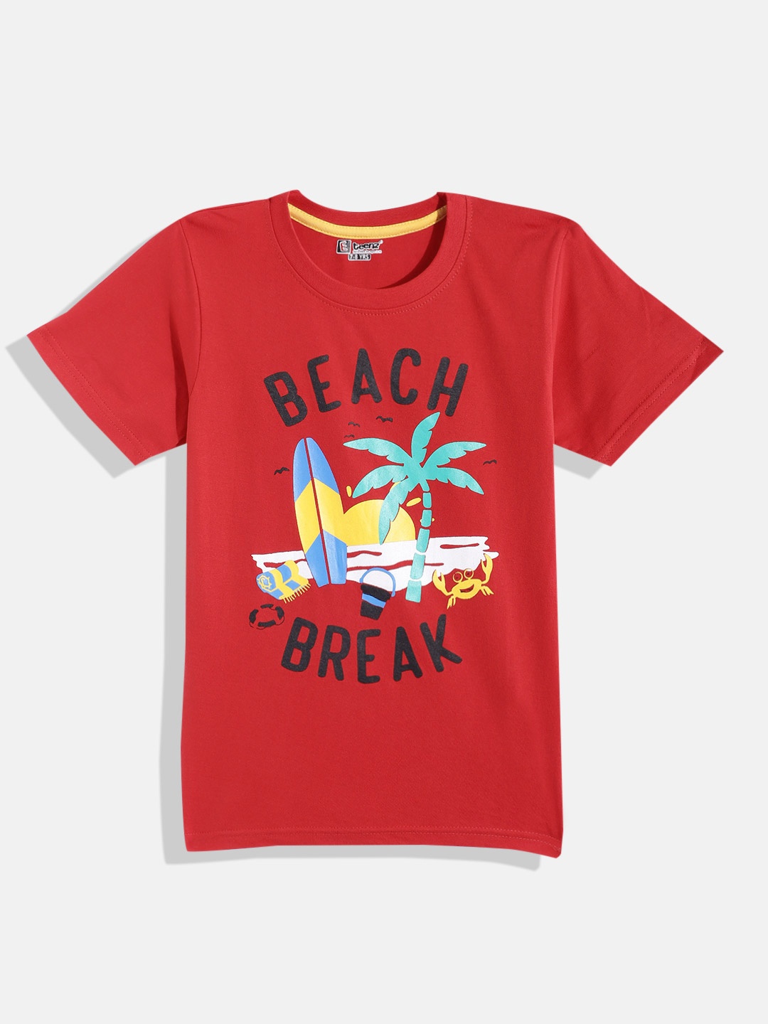

Eteenz Boys Premium Cotton Printed T-shirt, Red