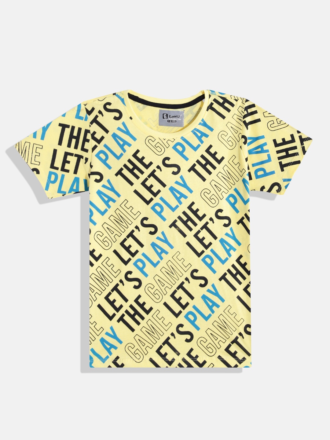 

Eteenz Boys Premium Cotton Typography Printed T-shirt, Yellow