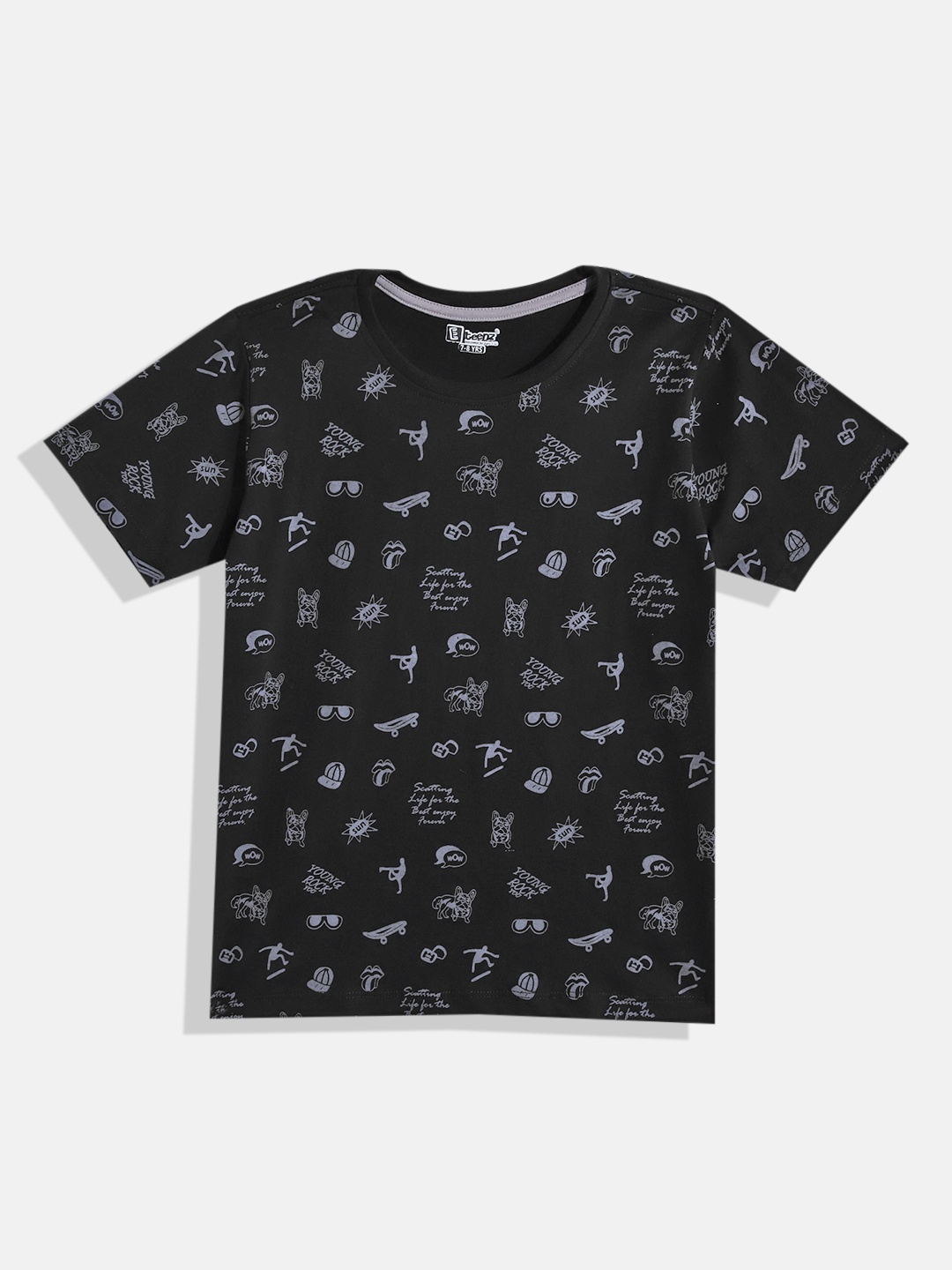 

Eteenz Boys Premium Cotton Graphic & Typography Print T-shirt, Black