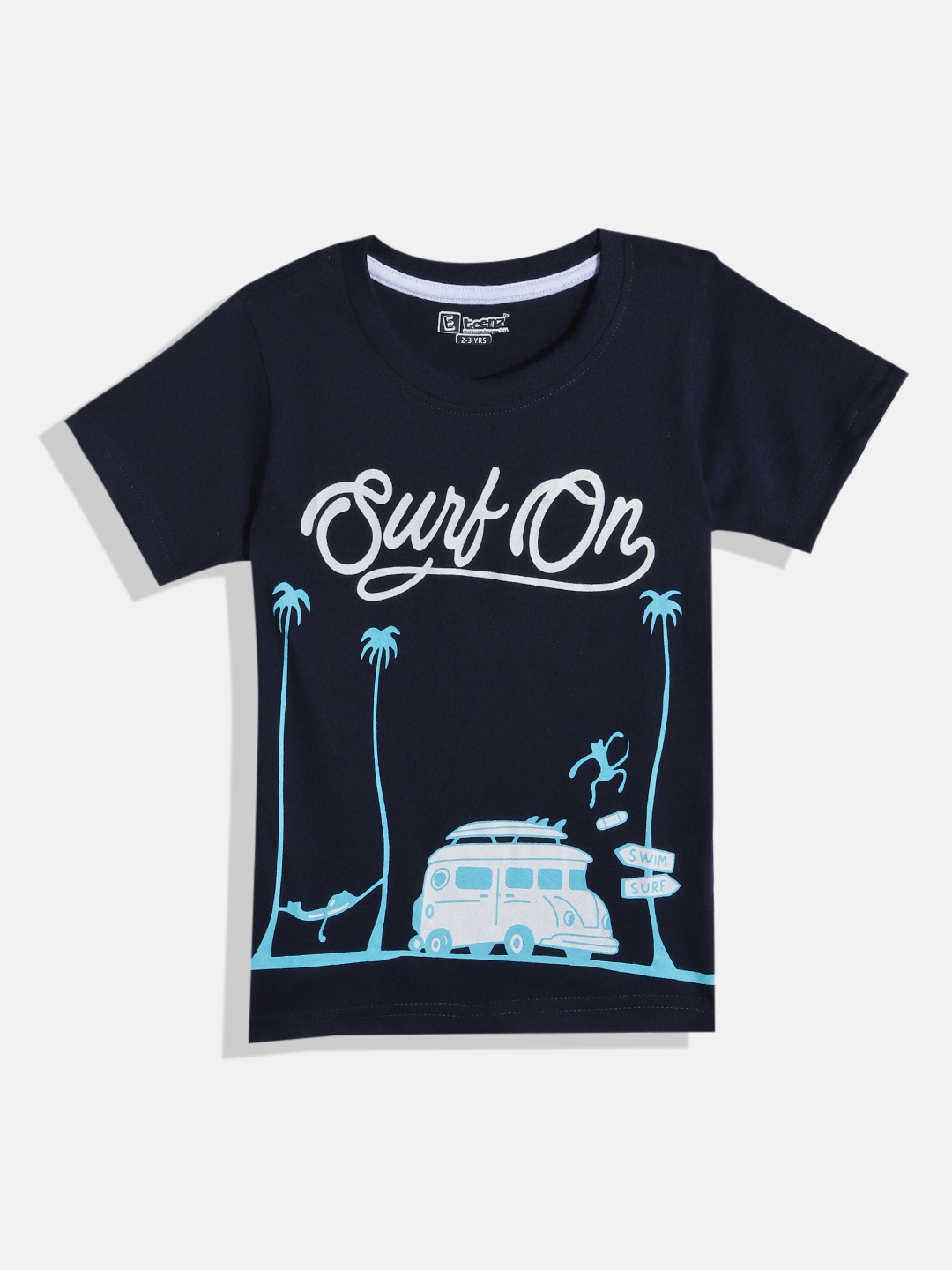 

Eteenz Boys Printed Premium Cotton T-shirt, Navy blue