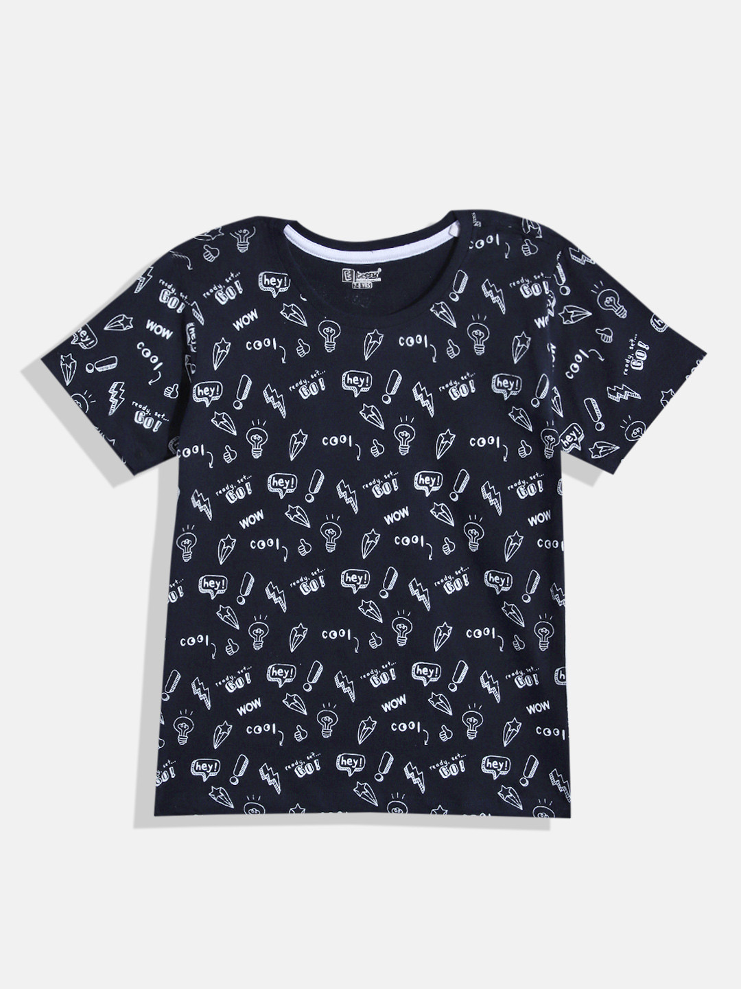 

Eteenz Boys Premium Cotton Graphic & Typography Print T-shirt, Navy blue
