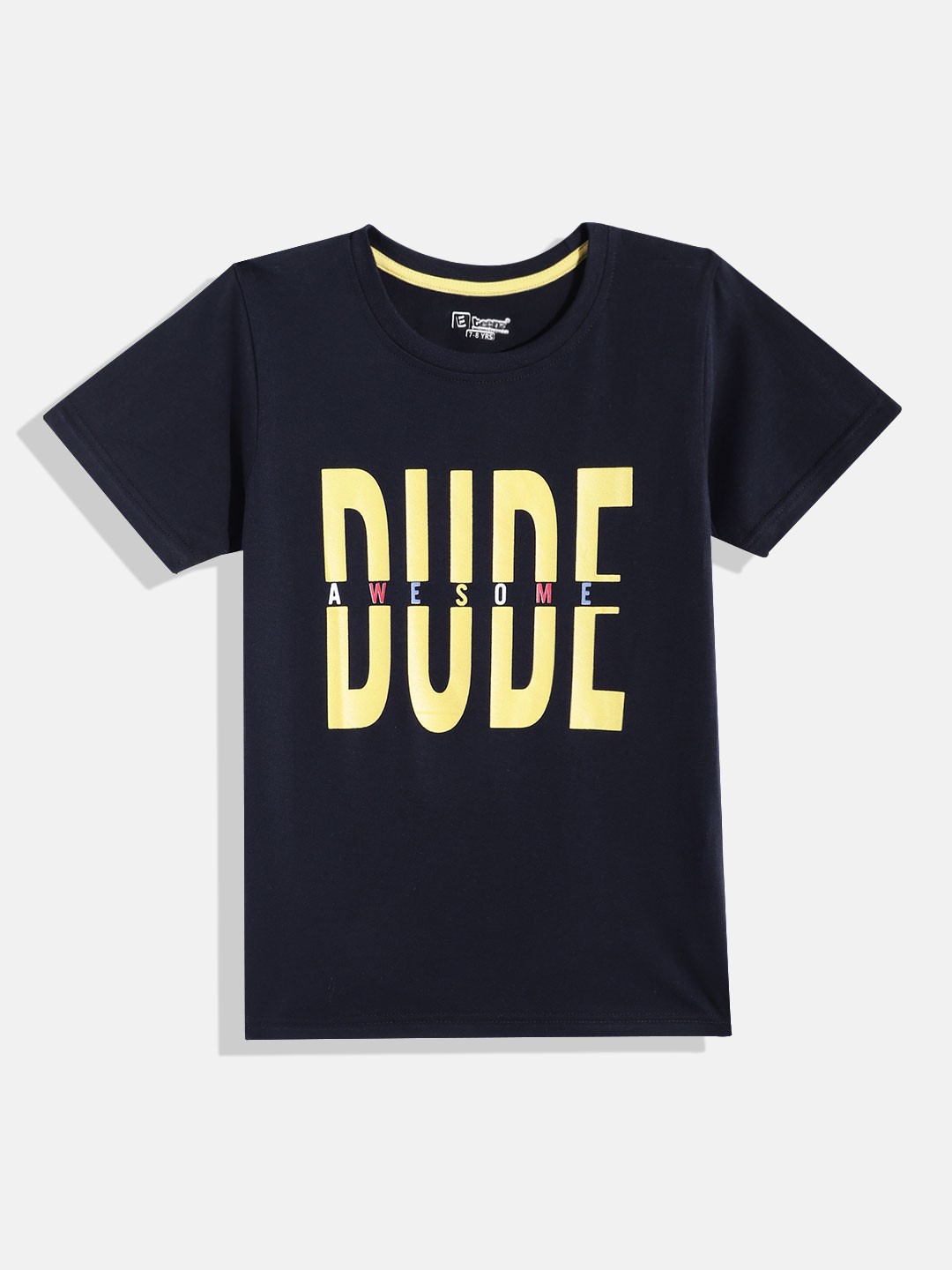

Eteenz Boys Premium Cotton Typography Printed T-shirt, Navy blue