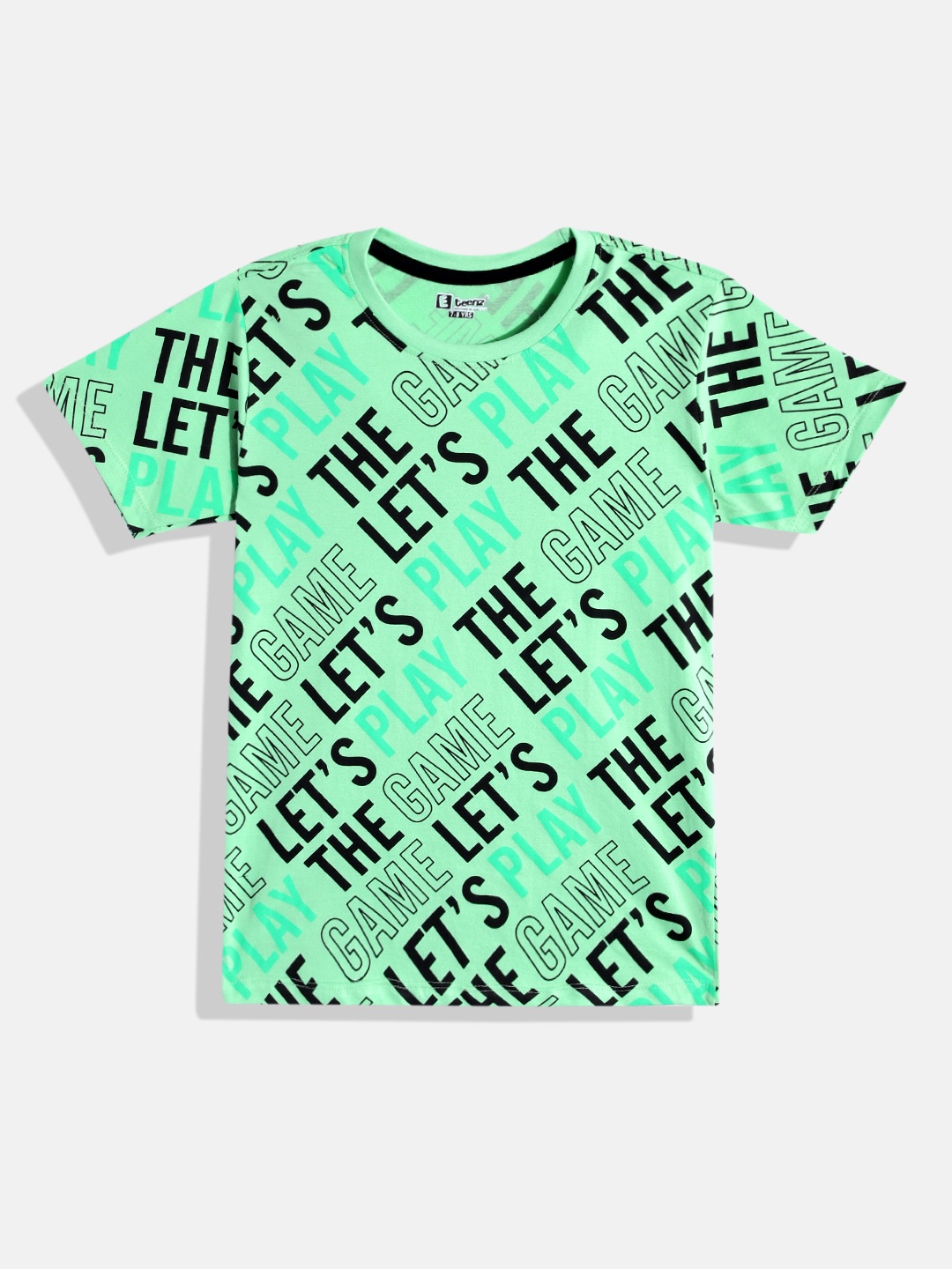 Eteenz Boys Premium Cotton Typography Print T-shirt, Green
