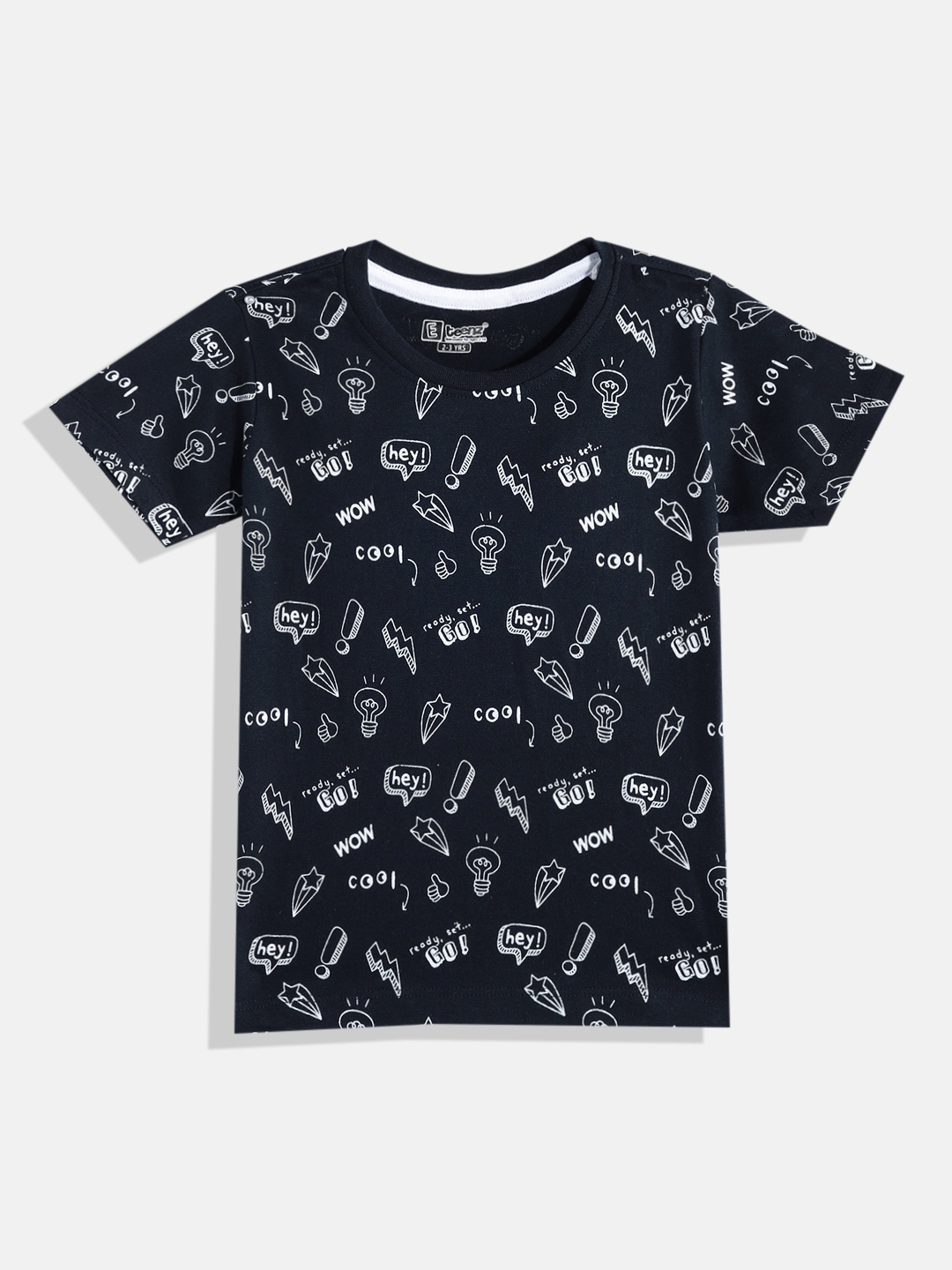 

Eteenz Boys Conversational & Typography Printed Premium Cotton T-shirt, Navy blue