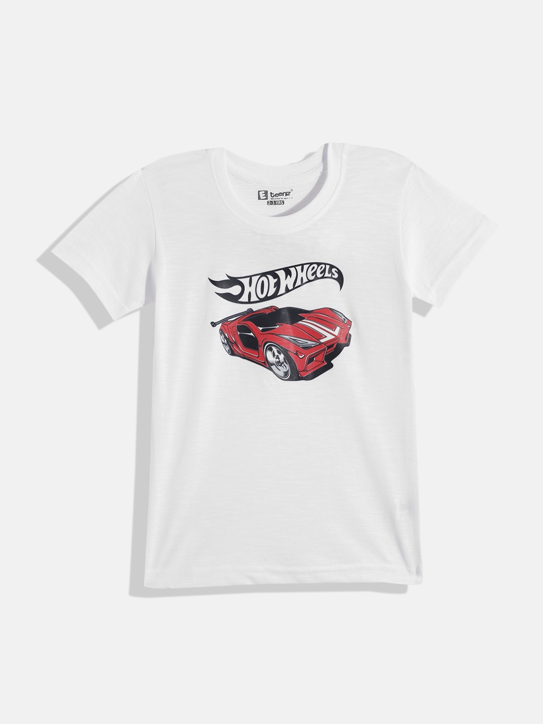 

Eteenz Boys Premium Cotton Hot Wheels Printed T-shirt, White