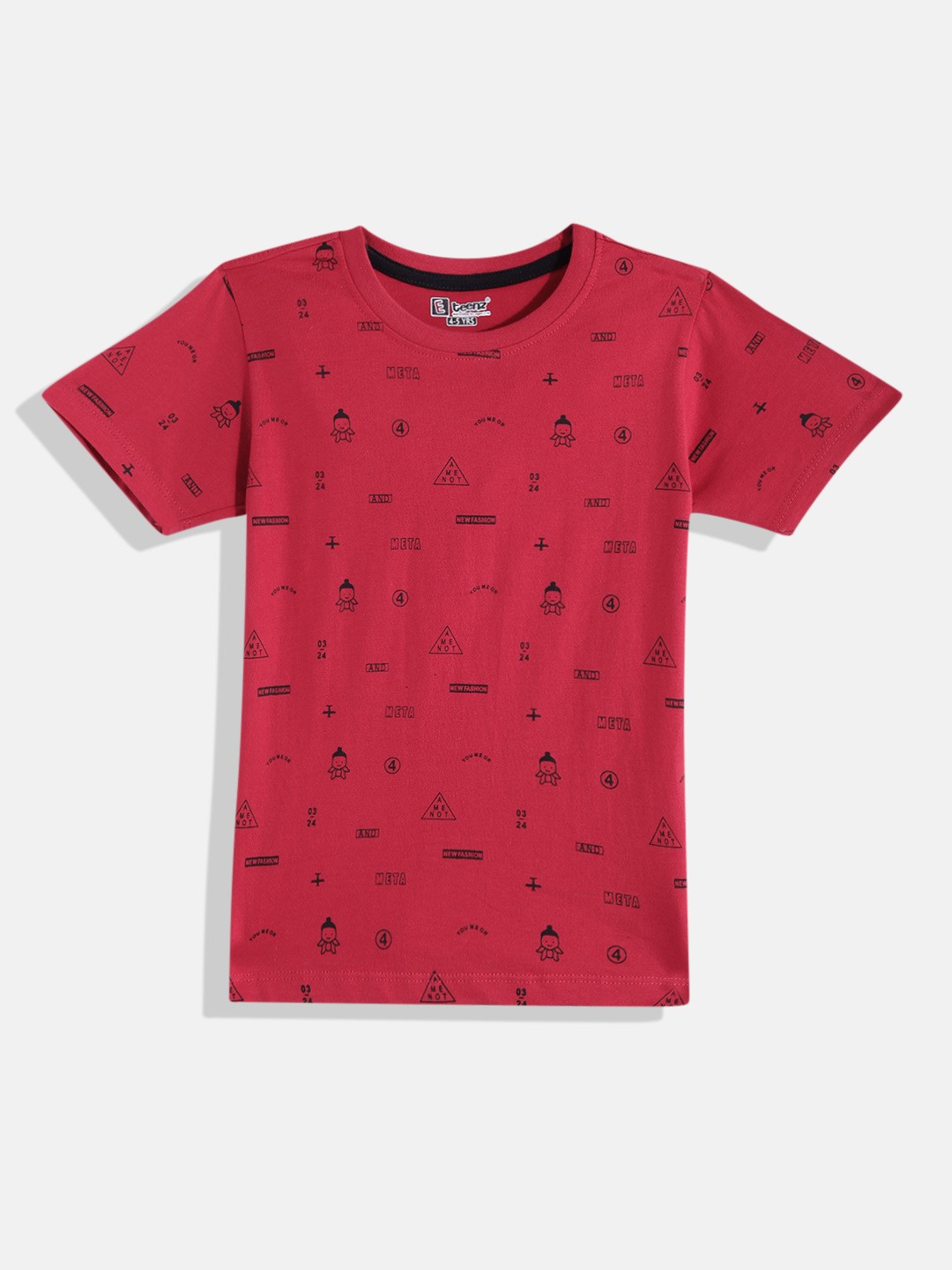 

Eteenz Boys Typography & Conversational Printed Cotton T-shirt, Red