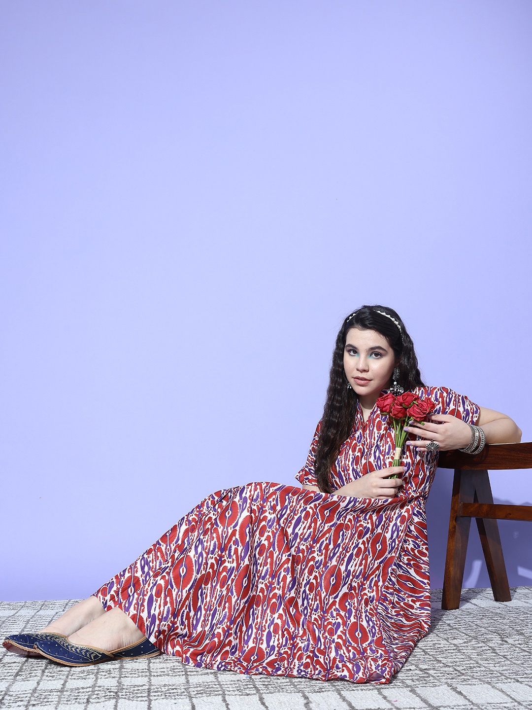 

Varanga Abstract Printed A-Line Midi Dress, Multi