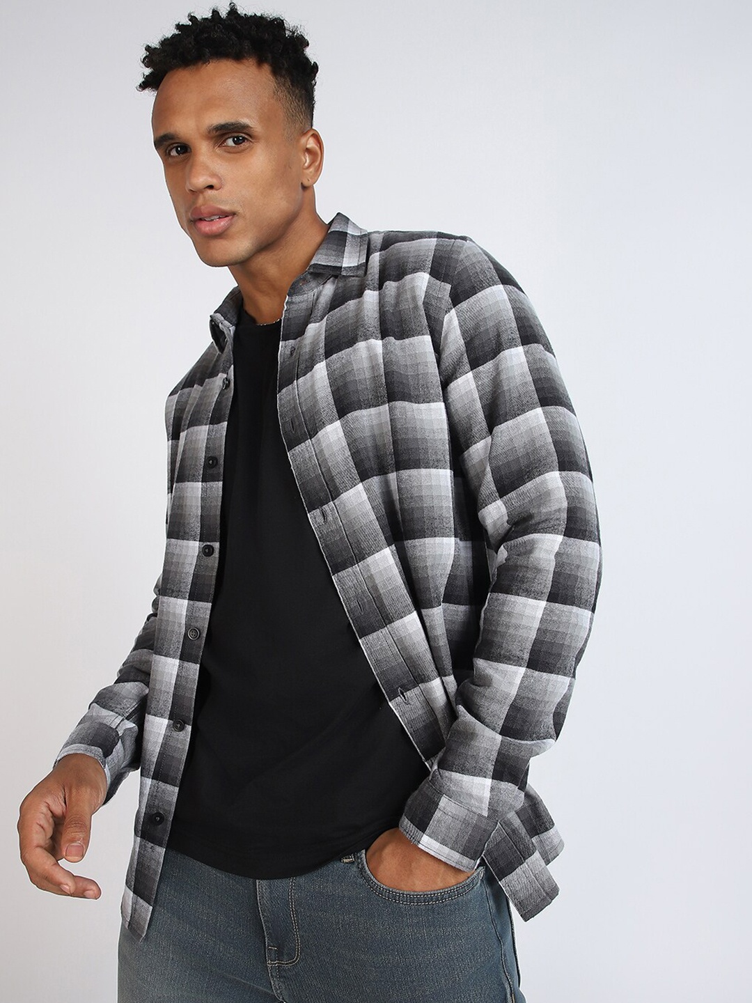 

Lee Buffalo Checked Cotton Casual Shirt, Black