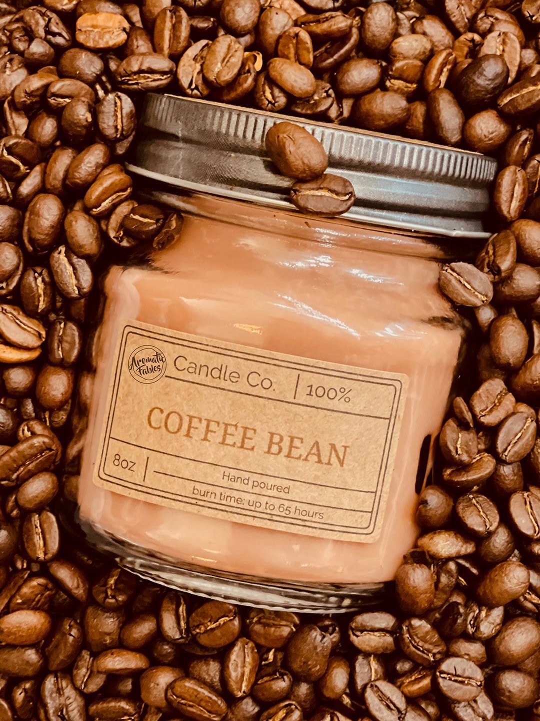 

Aromatic Fables Brown Coffee Bean Scented Square Glass Jar Candle