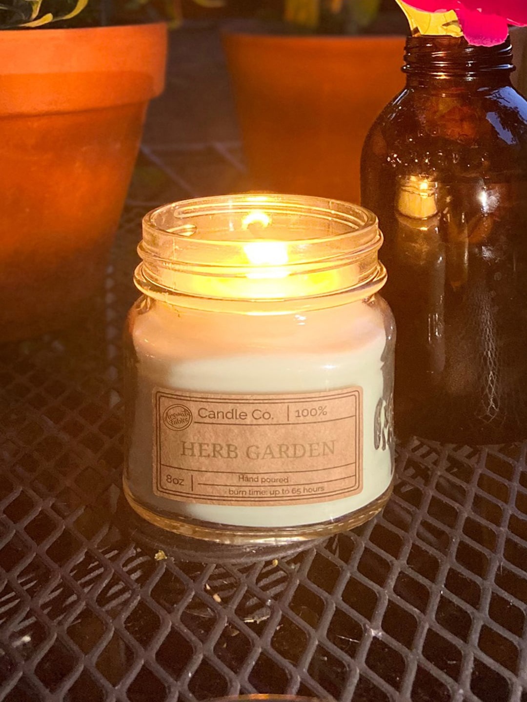 

Aromatic Fables Green Herb Garden Scented Square Glass Jar Candle