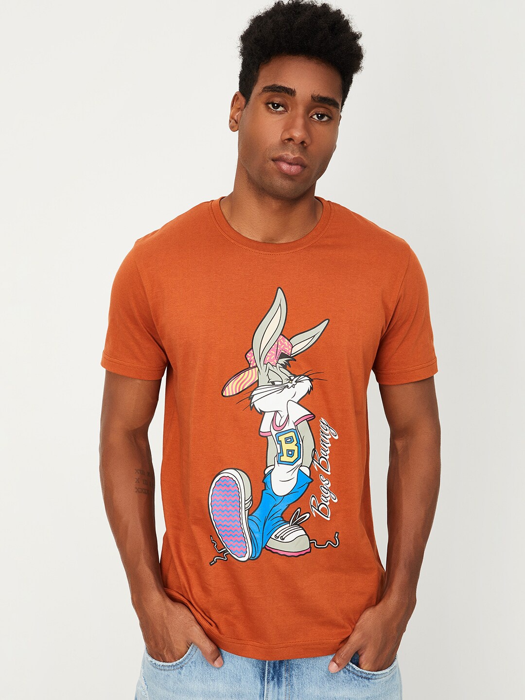 

max Bugs Bunny Printed Pure CottonT-shirt, Orange